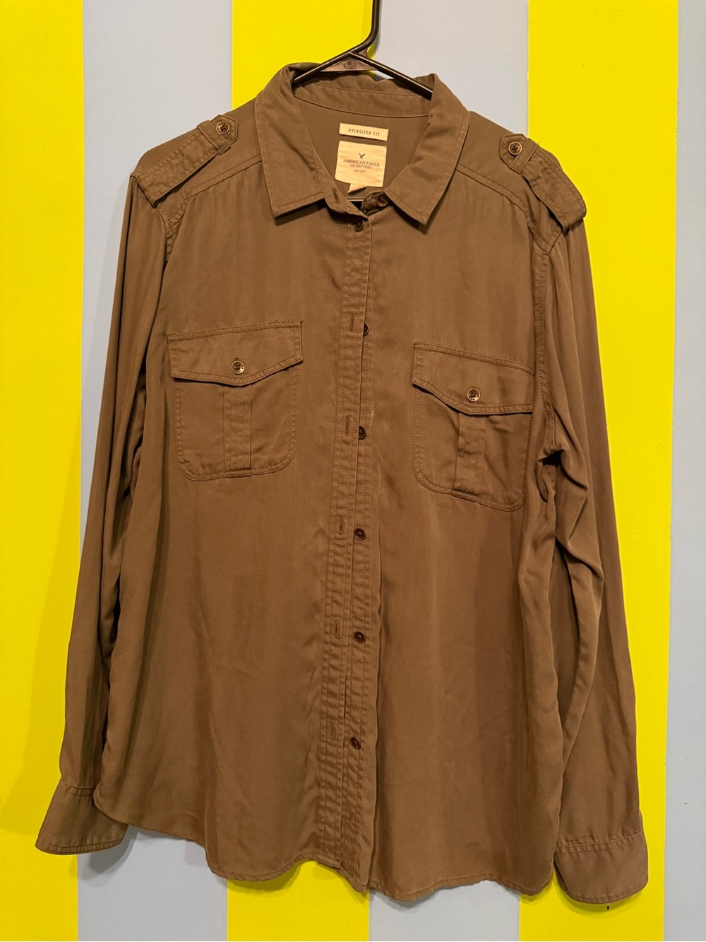 American Eagle Outfitters Olive Military Shirt size large